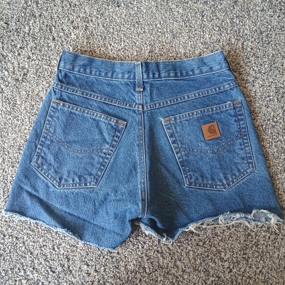 Carhartt Vintage Y2K High waisted Raw Hem Denim Jean Shorts Jorts 28x3 Western